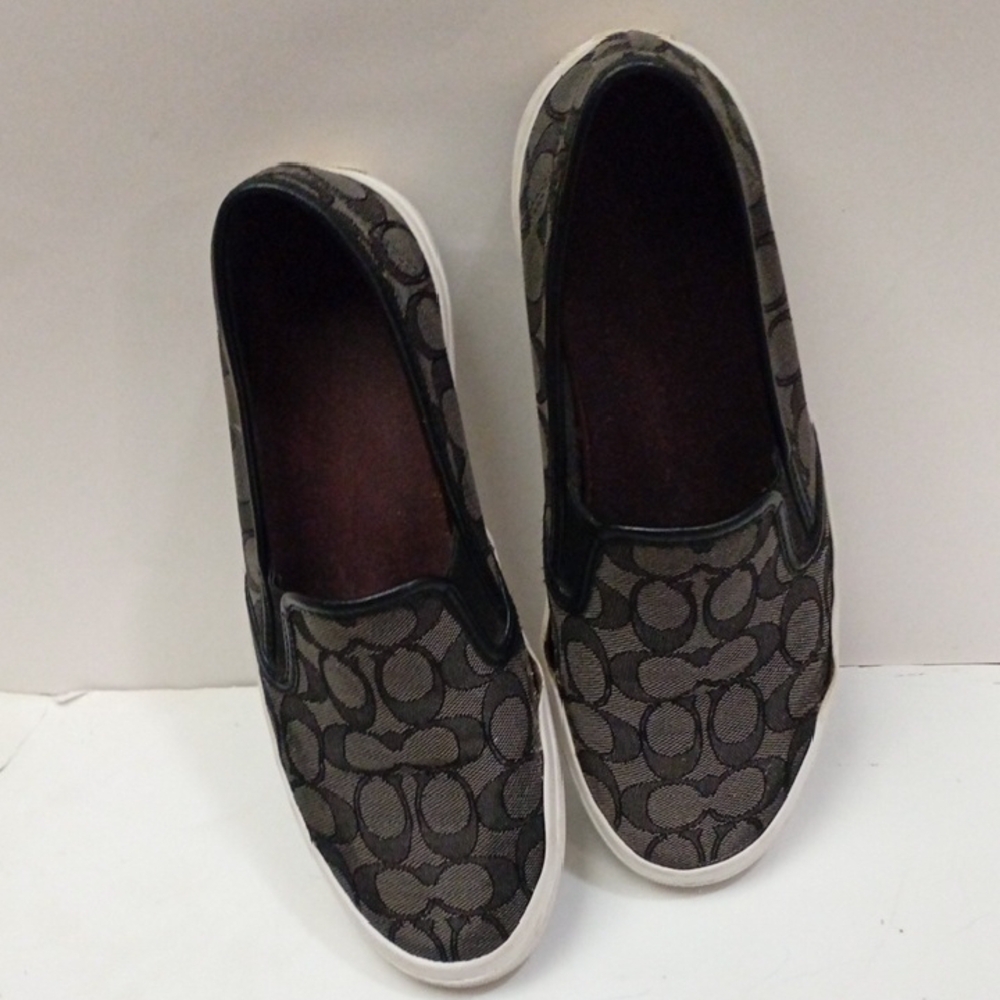Coach Chrissy Signature Monogram Black and Gray Slip-On Loafers Women's 9.5 - Picture 4 of 16